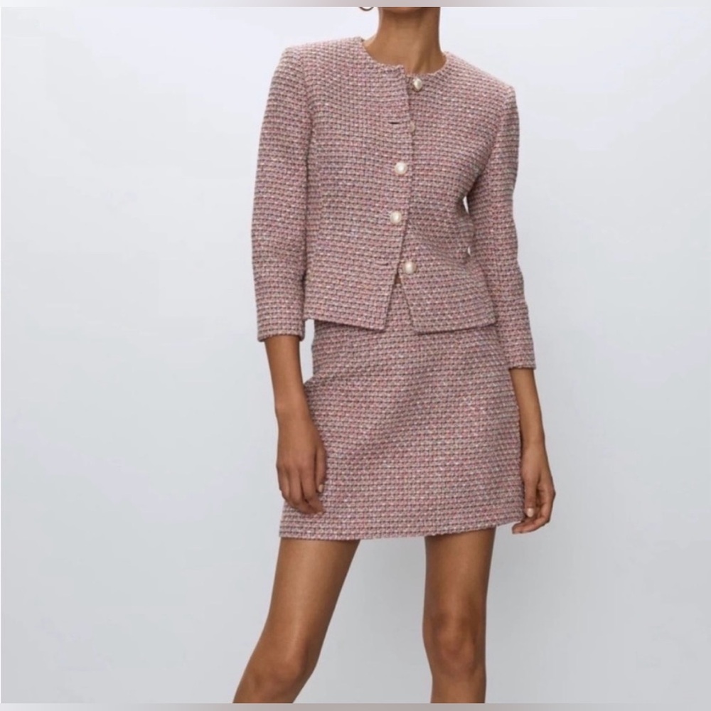 Aritzia Babaton Little Tweed Jacket Shell & Mini Skirt Set